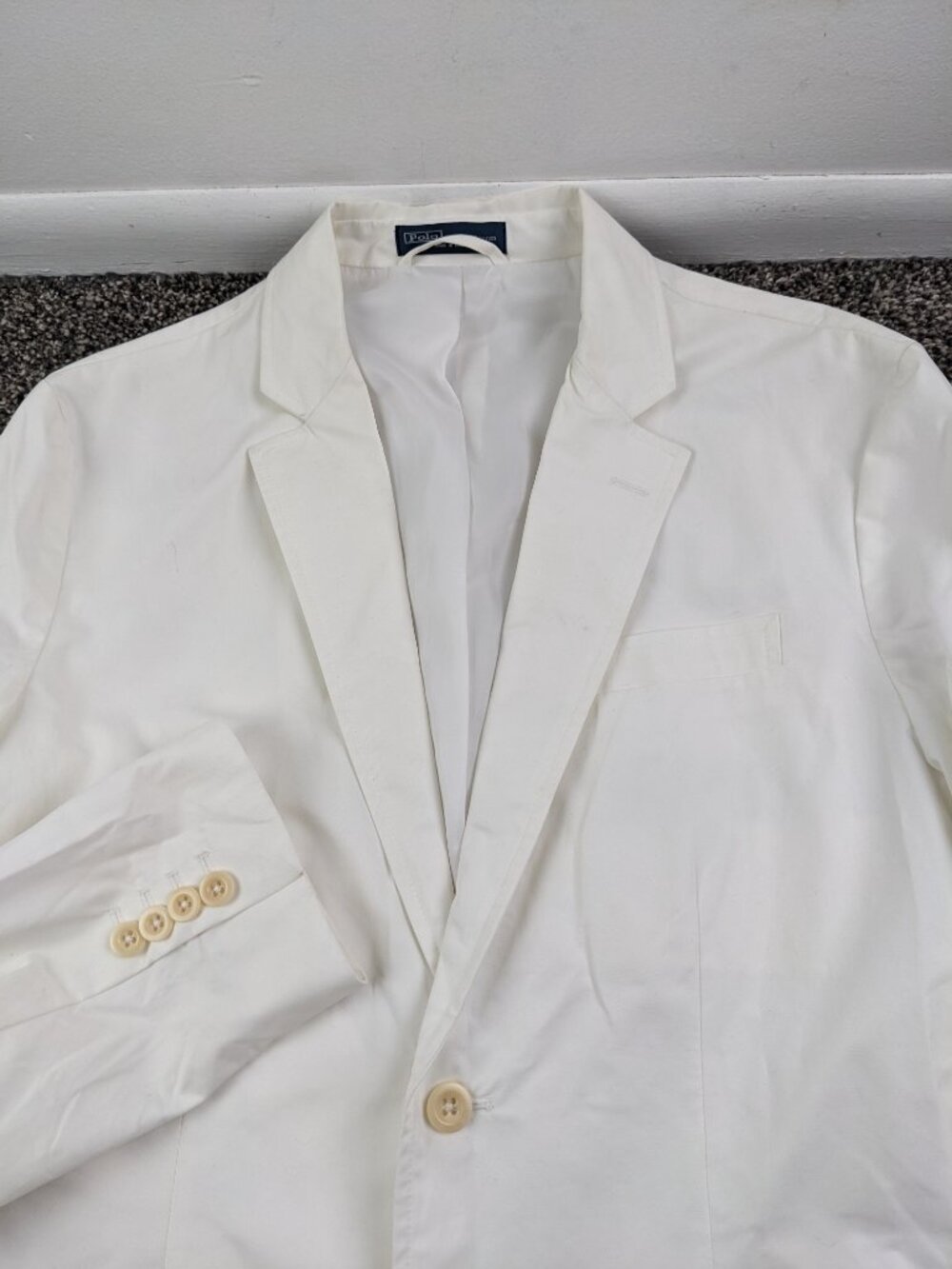 Vintage Polo Ralph Lauren Unstructured Cotton Sport Coat White Mens Medium 40R - Picture 2 of 14